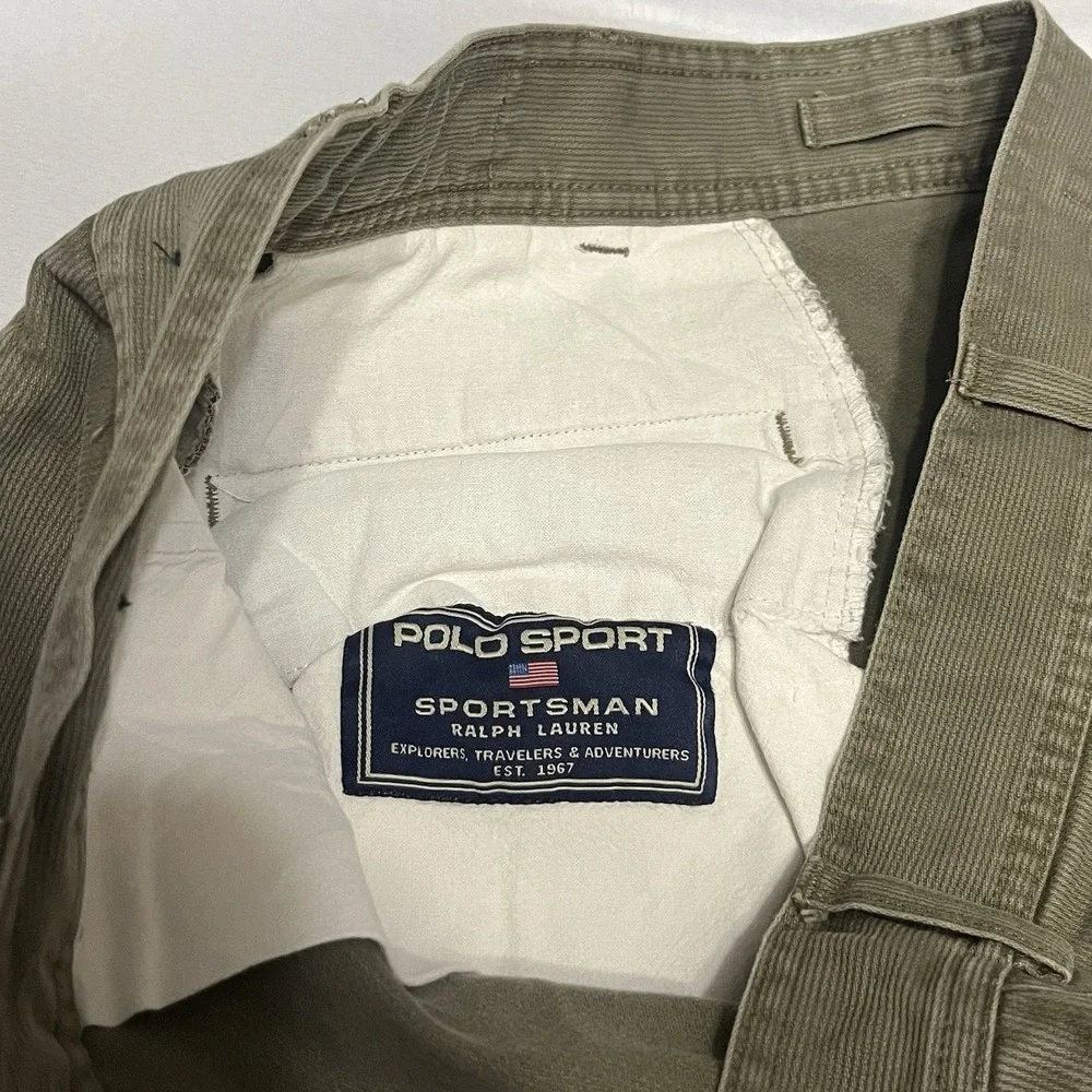 VTG Polo Sport Sportsman Ralph Lauren Cargo Shorts Men's 38 Olive Brown OG 9